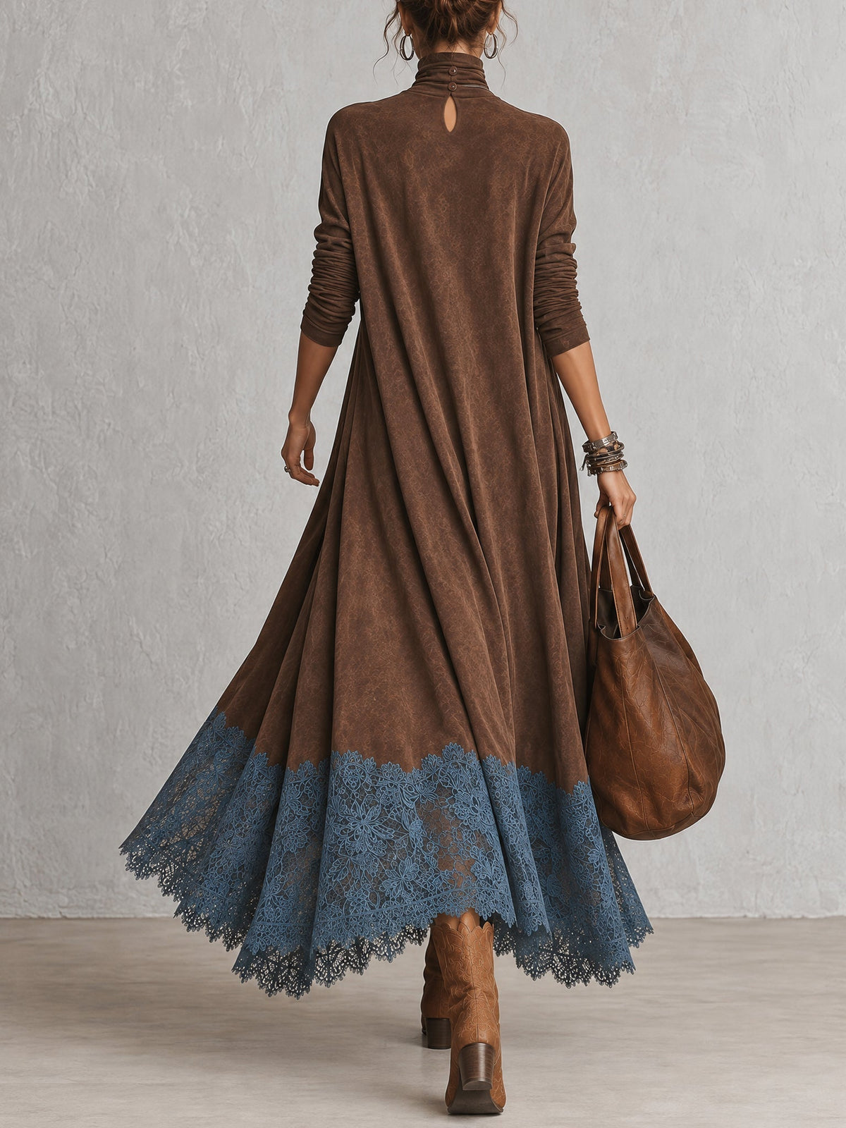 Lorie – Vintage Suede Maxi Dress