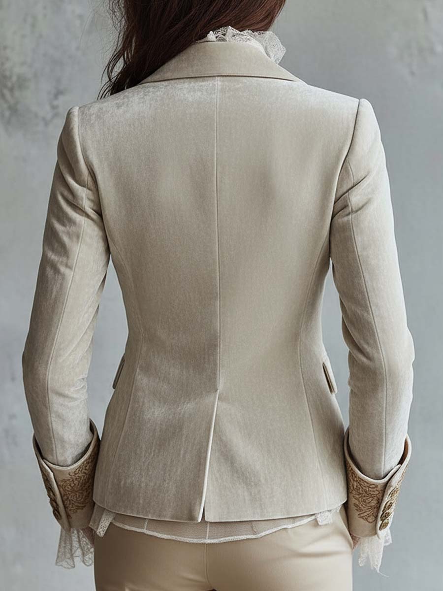 Jenna - Women’s Ivory Embroidered Tailored Blazer