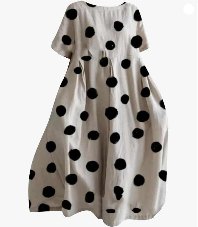 Tania – Polka Dot Midi Dress with Retro Charm