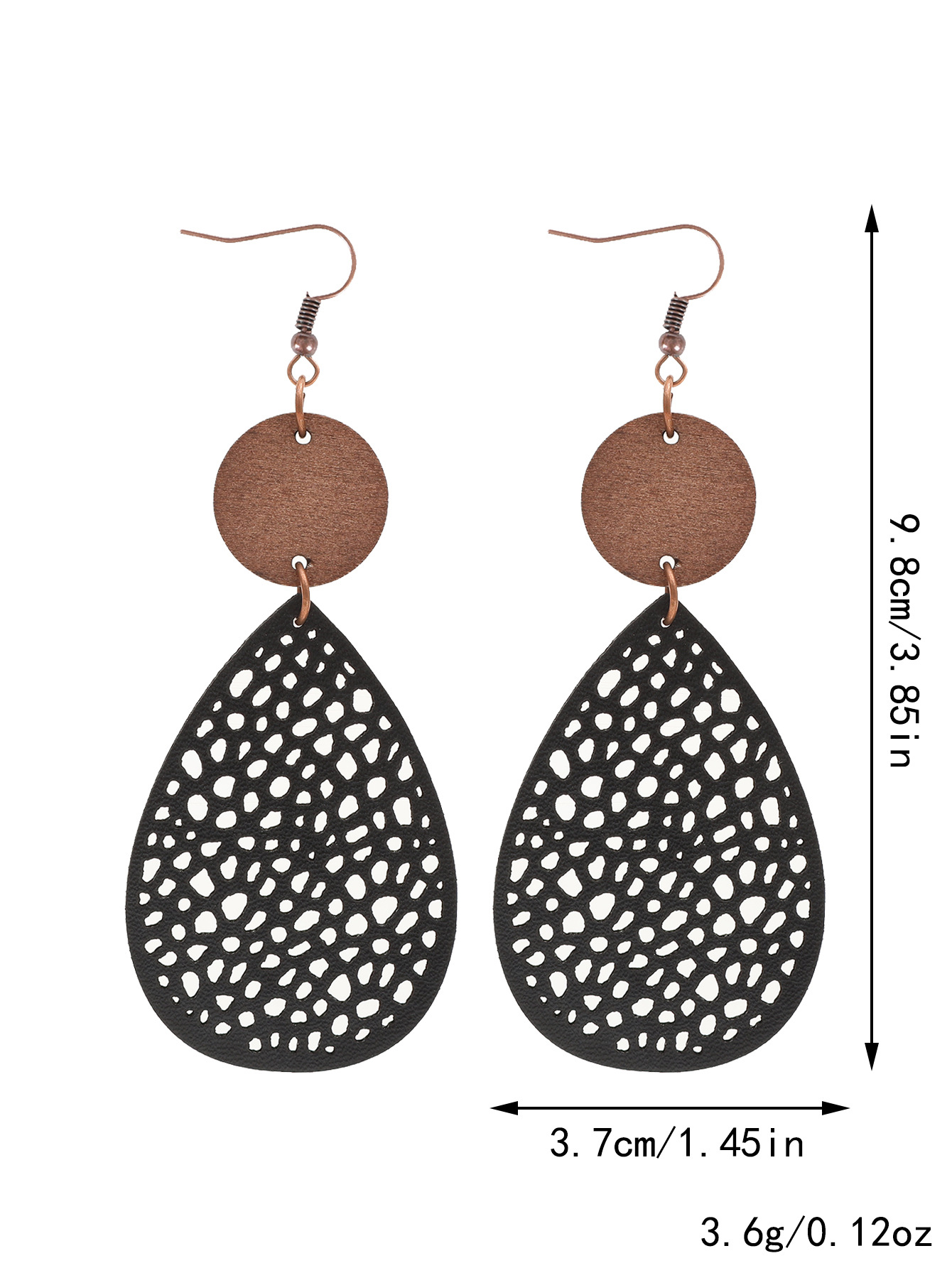 Eliana - Vintage Style Hollow-Out PU Leather Drop Earrings