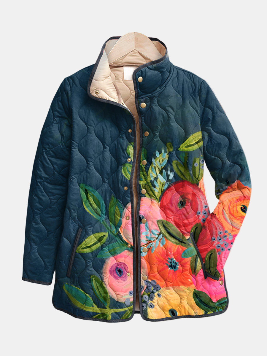 Zinnia – Quilted Painted Floral Jacket