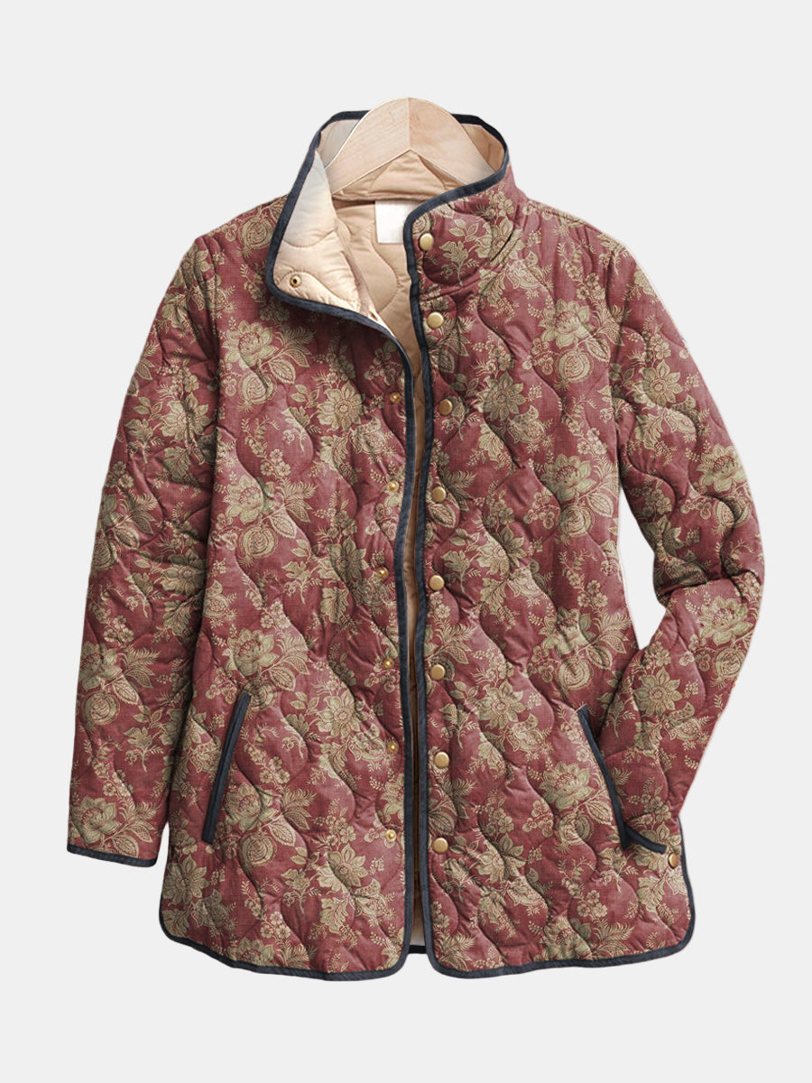 Raelynn – Quilted Plum Damask Jacket