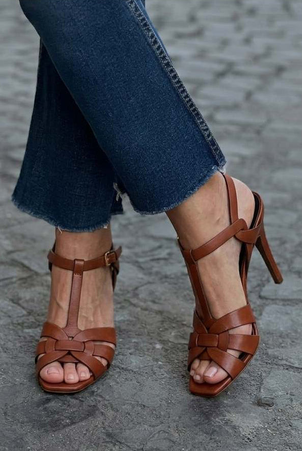Diana - Woven Open-Toe Stiletto Sandals