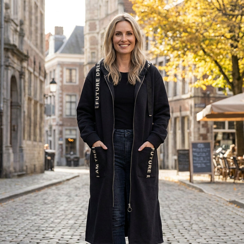 Amanda - Long Hooded Sweatshirt Coat