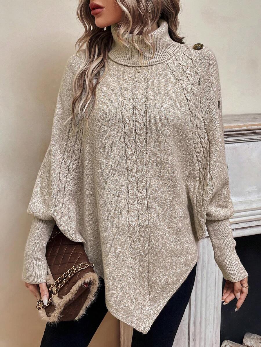 Delilah - Cable Knit Batwing Poncho Sweater