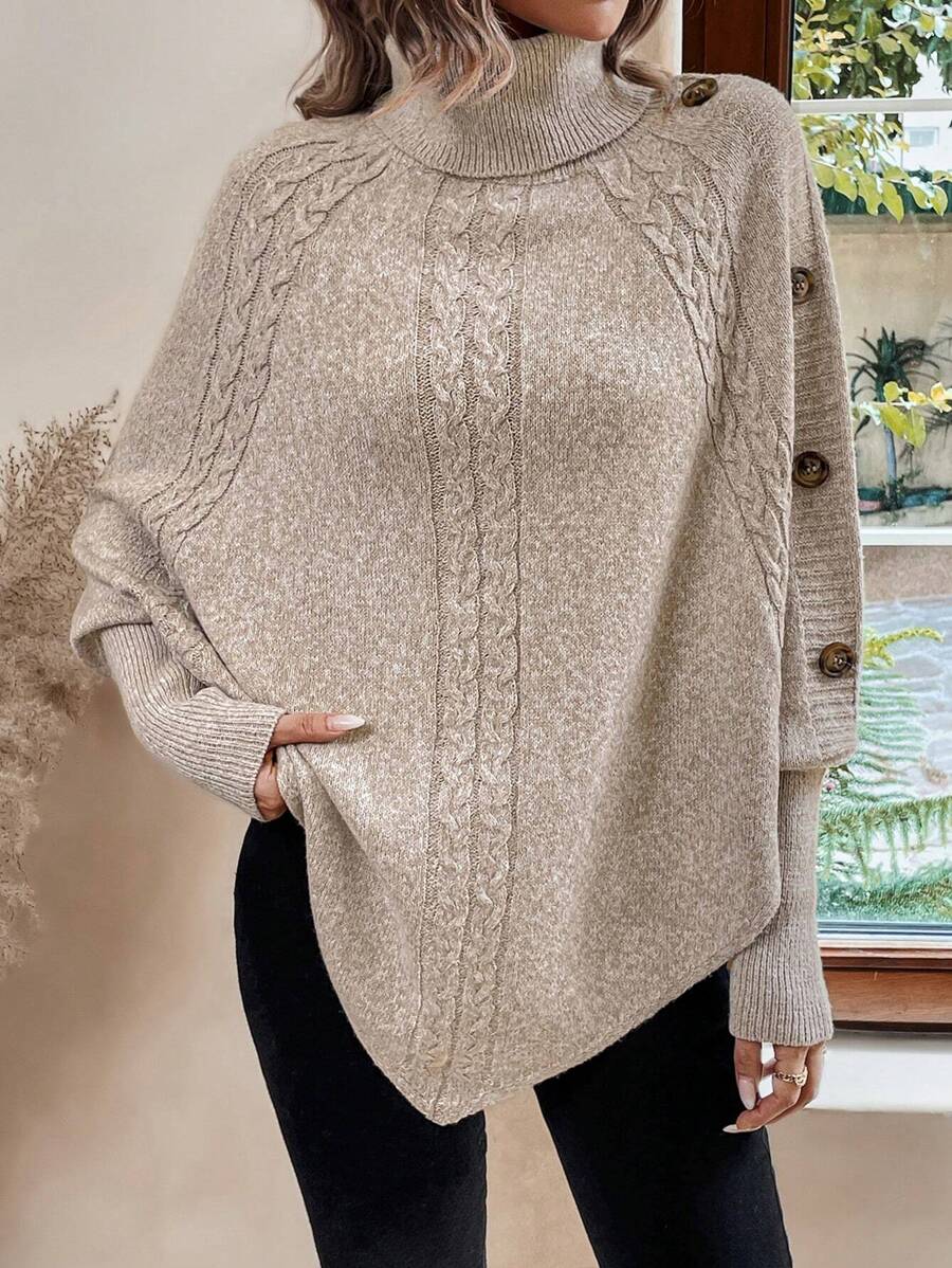 Delilah - Cable Knit Batwing Poncho Sweater