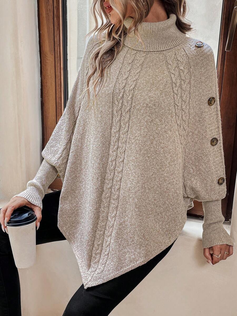 Delilah - Cable Knit Batwing Poncho Sweater