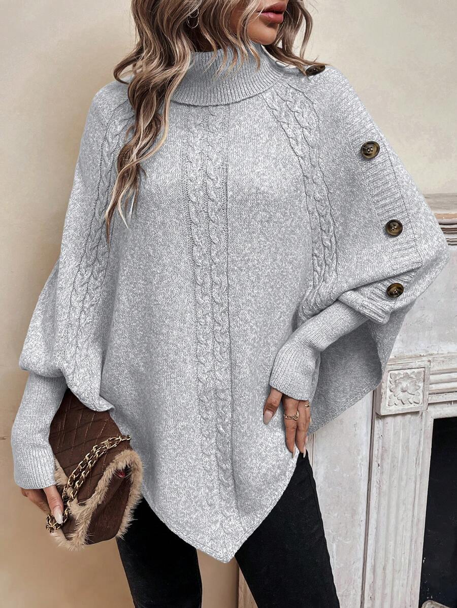 Delilah - Cable Knit Batwing Poncho Sweater