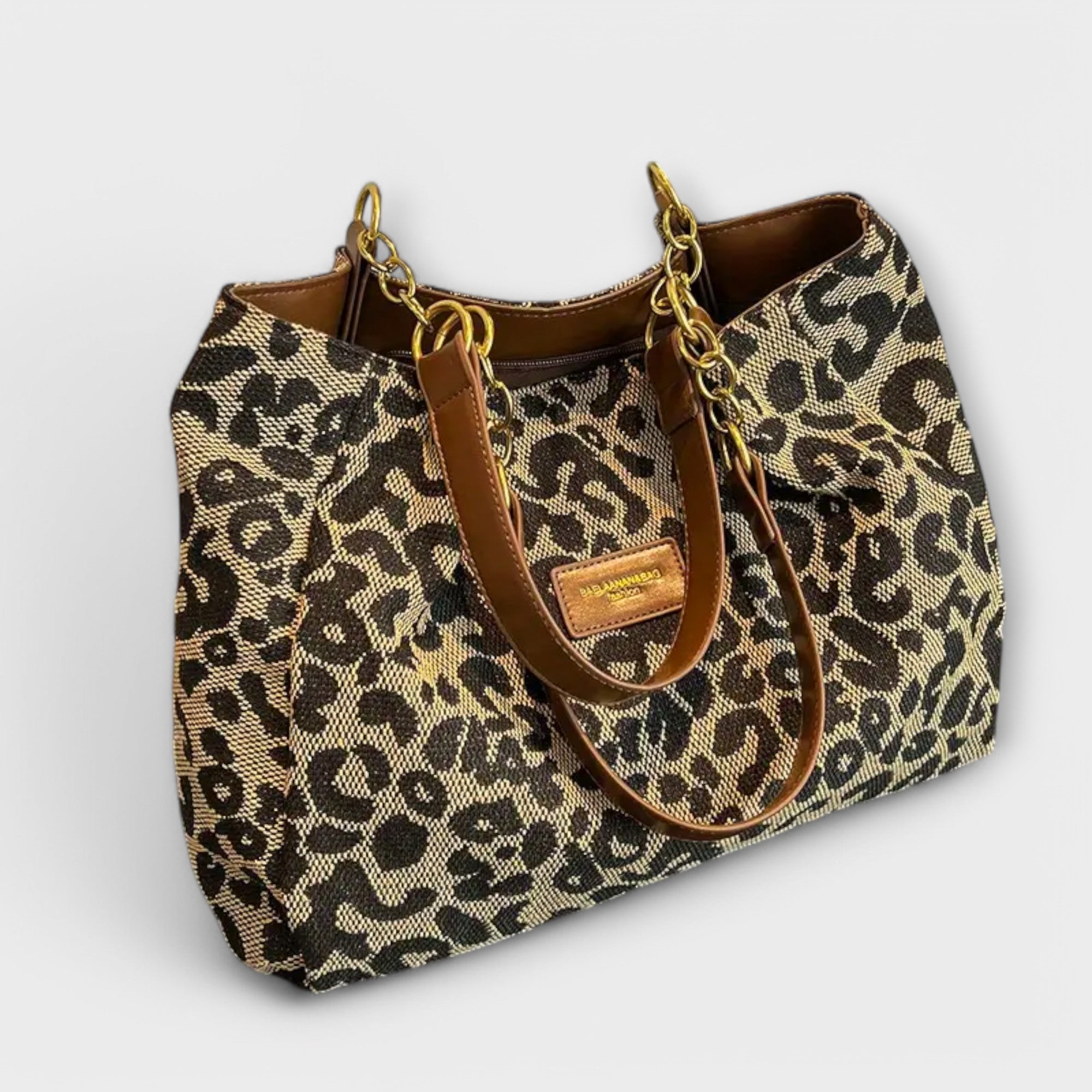 Via - Leopard Print Canvas Tote Bag