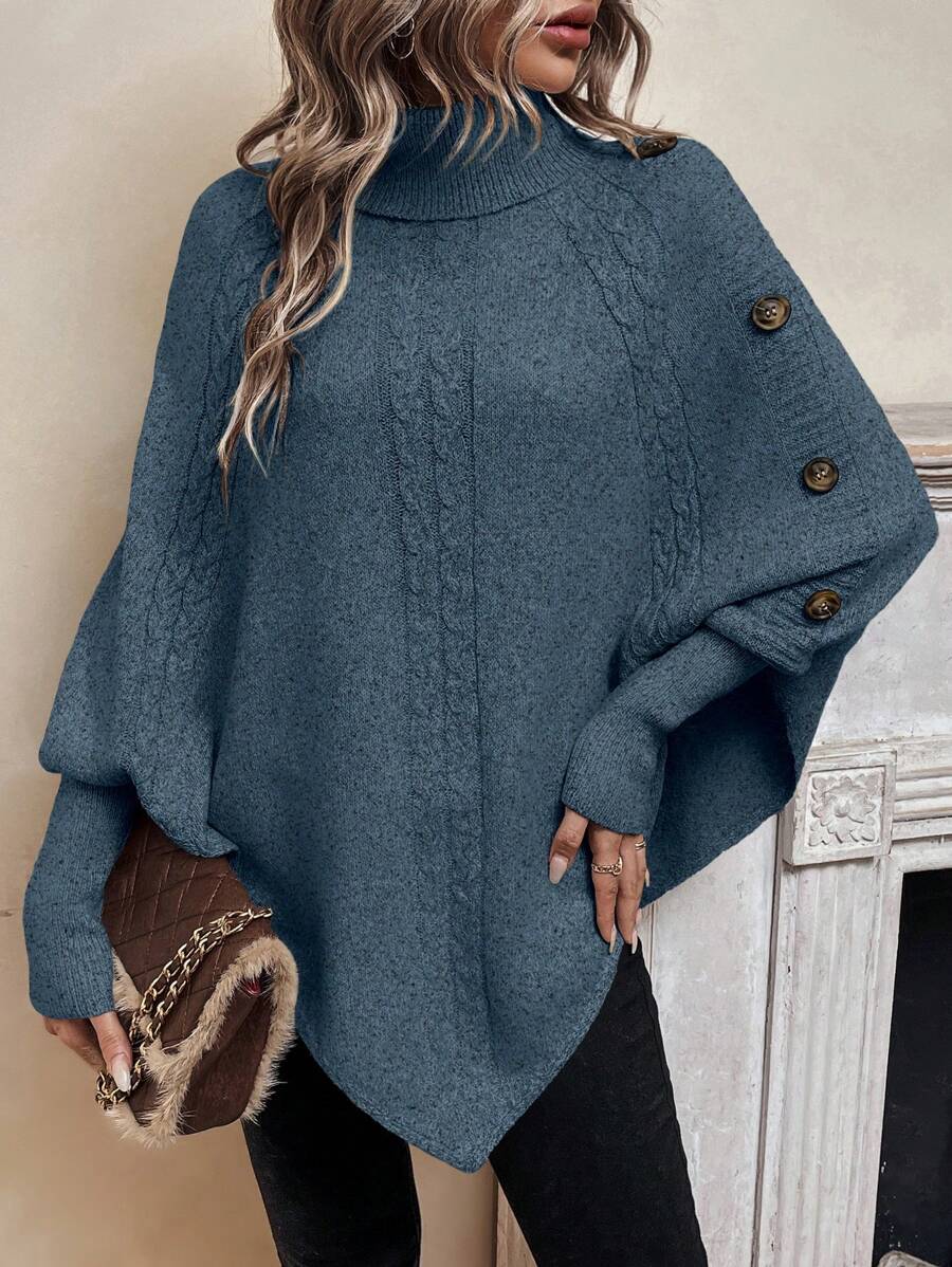 Delilah - Cable Knit Batwing Poncho Sweater