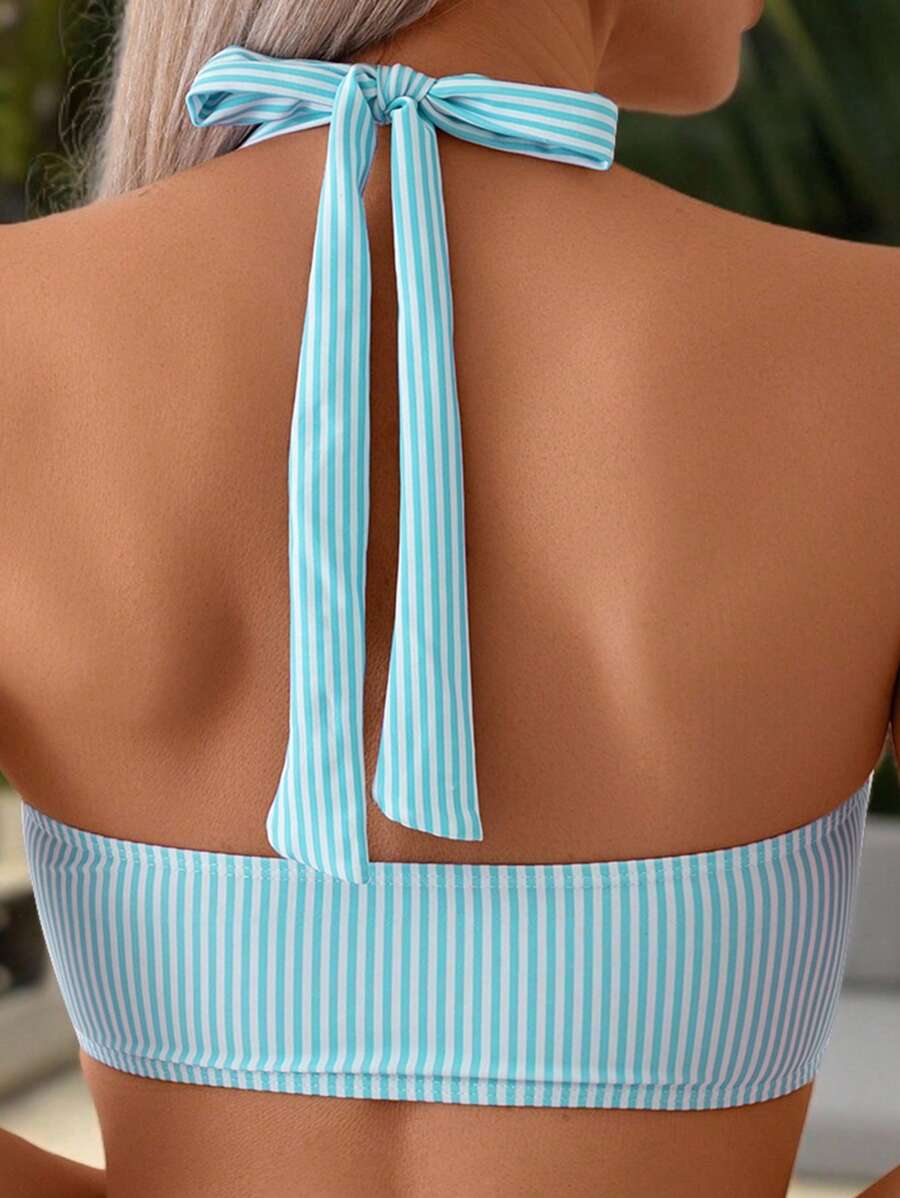 Miley – Blue and White Wrap Bikini Set