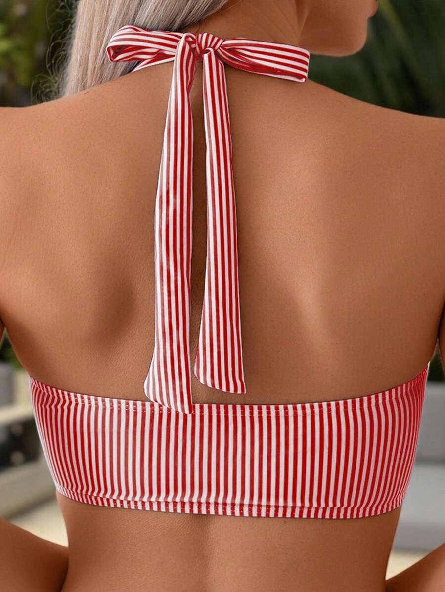 Miley – Blue and White Wrap Bikini Set