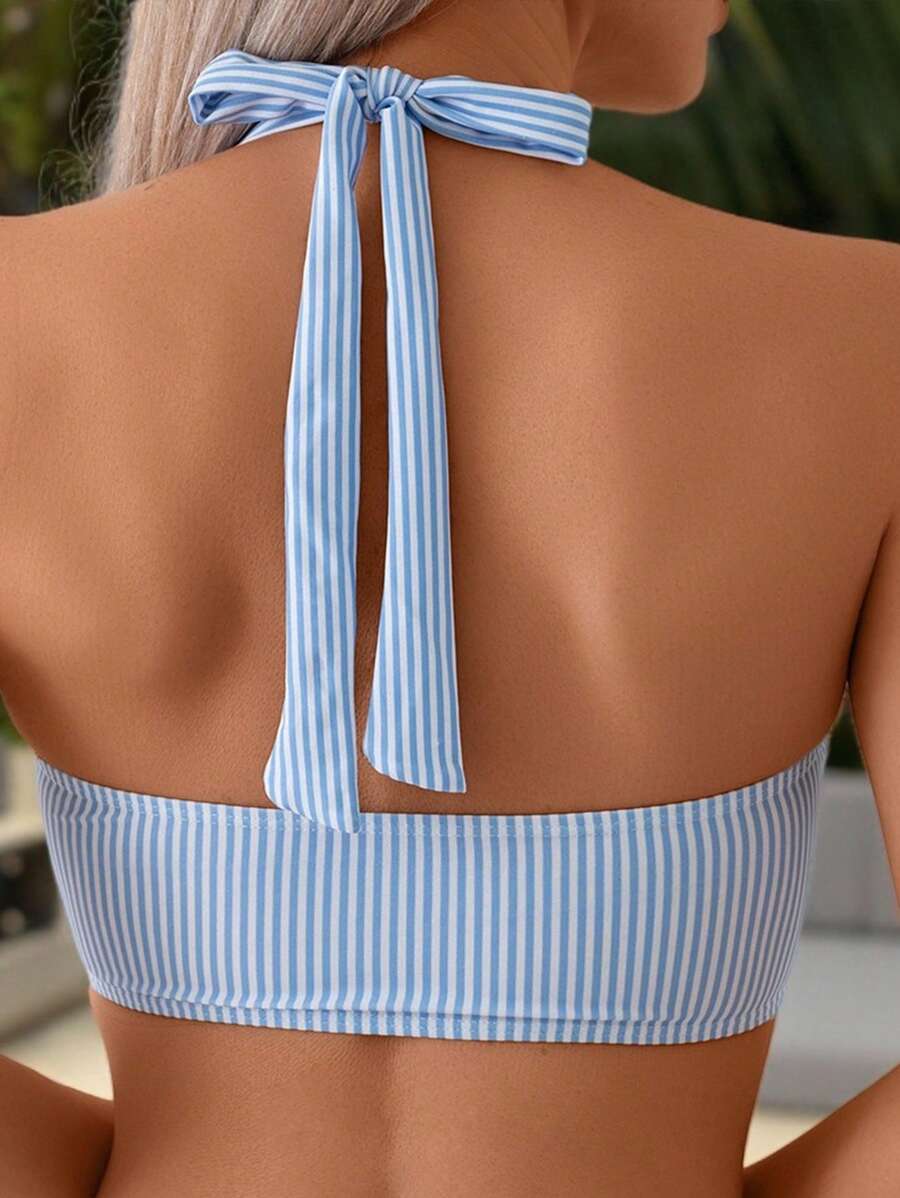 Miley – Blue and White Wrap Bikini Set