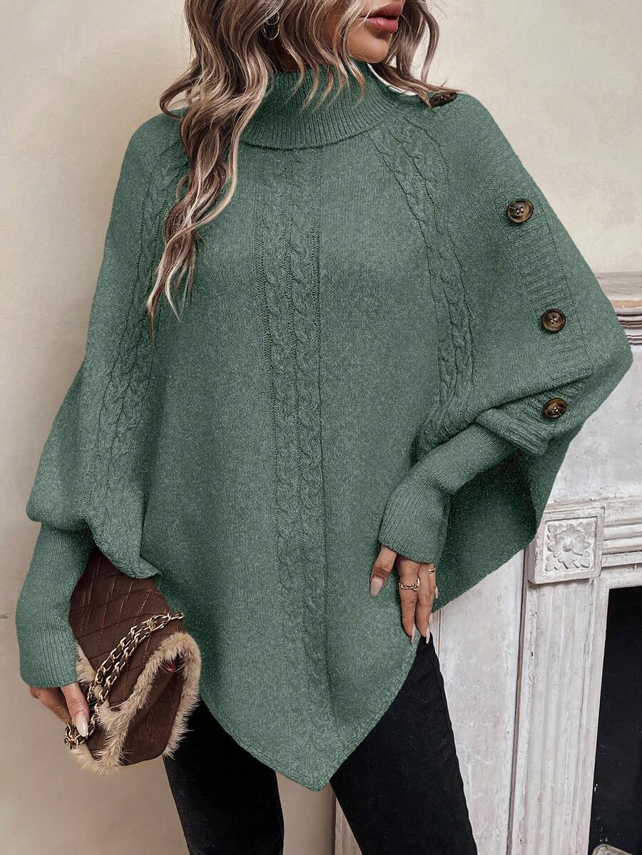 Delilah - Cable Knit Batwing Poncho Sweater