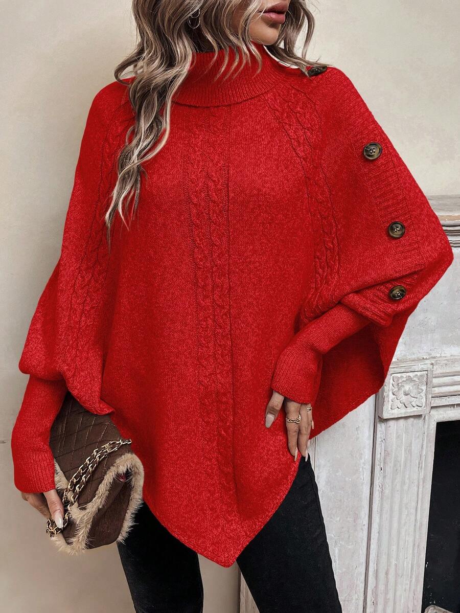 Delilah - Cable Knit Batwing Poncho Sweater