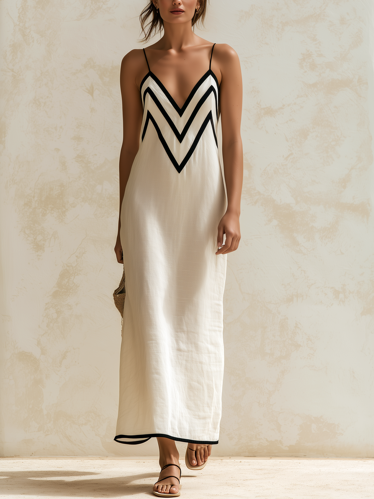 Candace - Chevron Contrast Maxi Dress