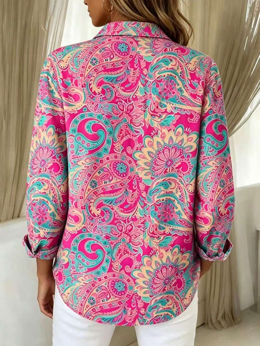 Kayla - Paisley Button-Up Blouse
