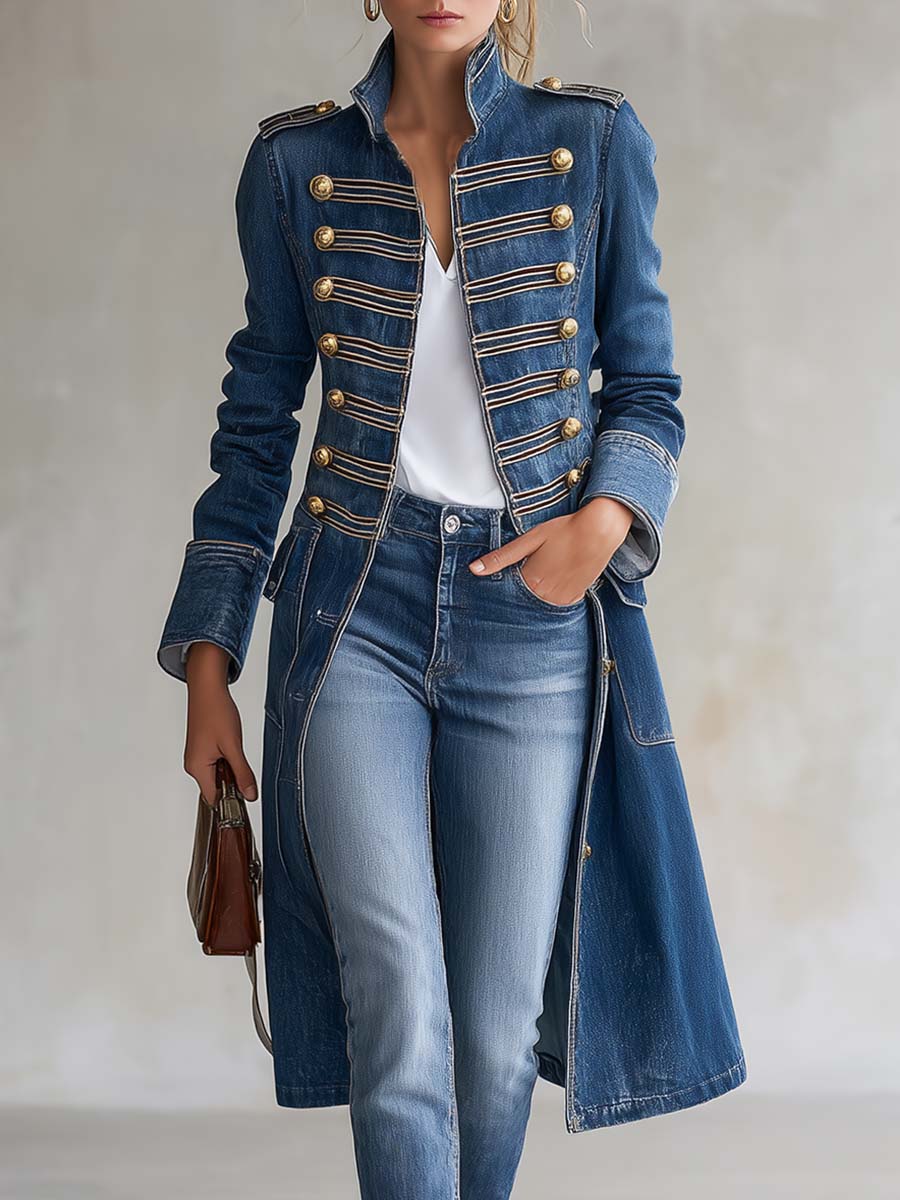 Leighton – Vintage Denim Officer Coat