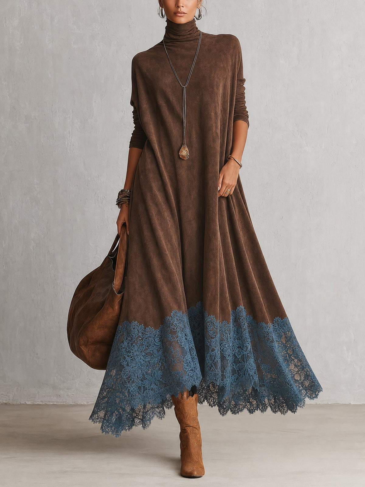 Lorie – Vintage Suede Maxi Dress