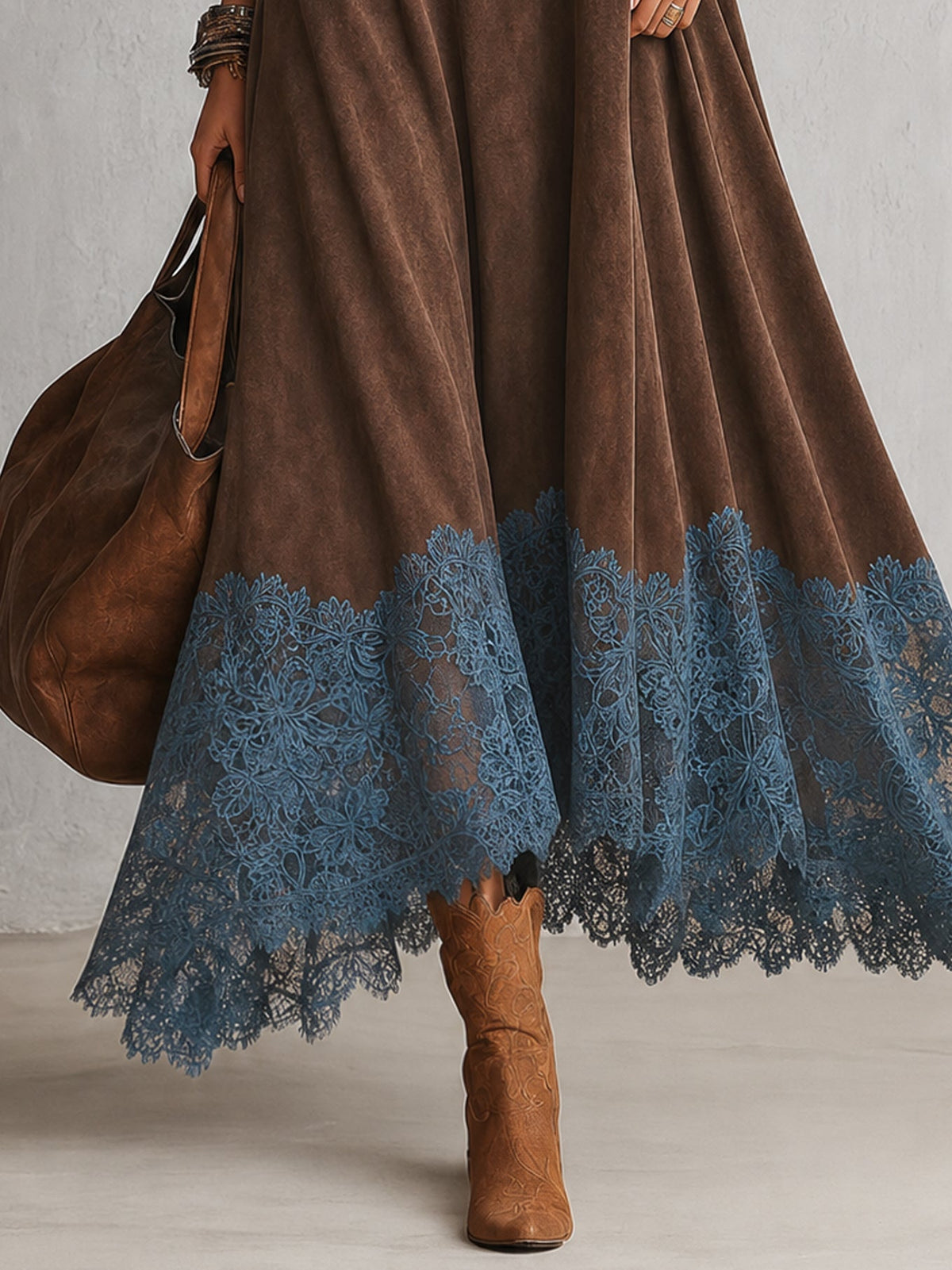 Lorie – Vintage Suede Maxi Dress