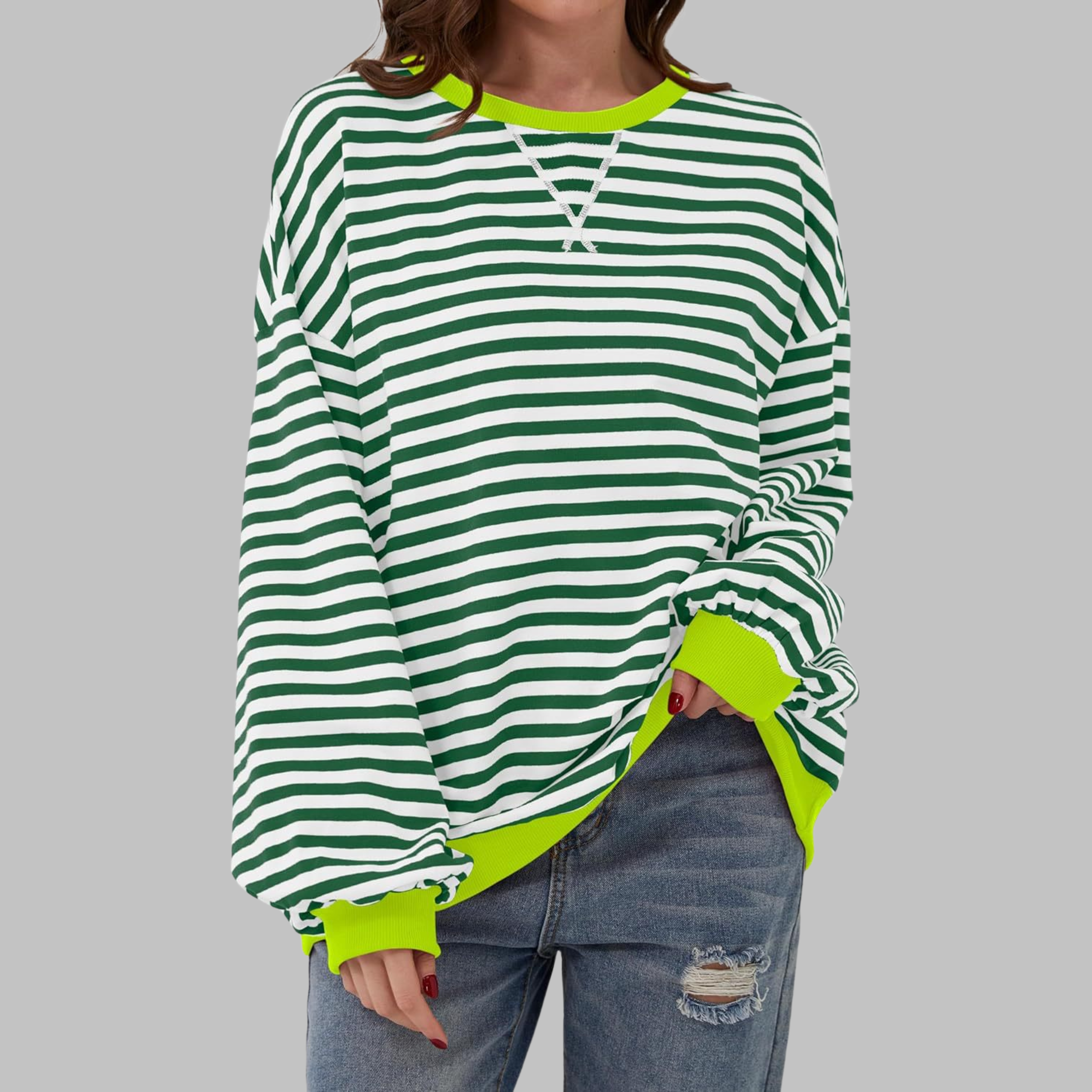 Selenne - Casual Long Sleeve Striped Sweatshirt