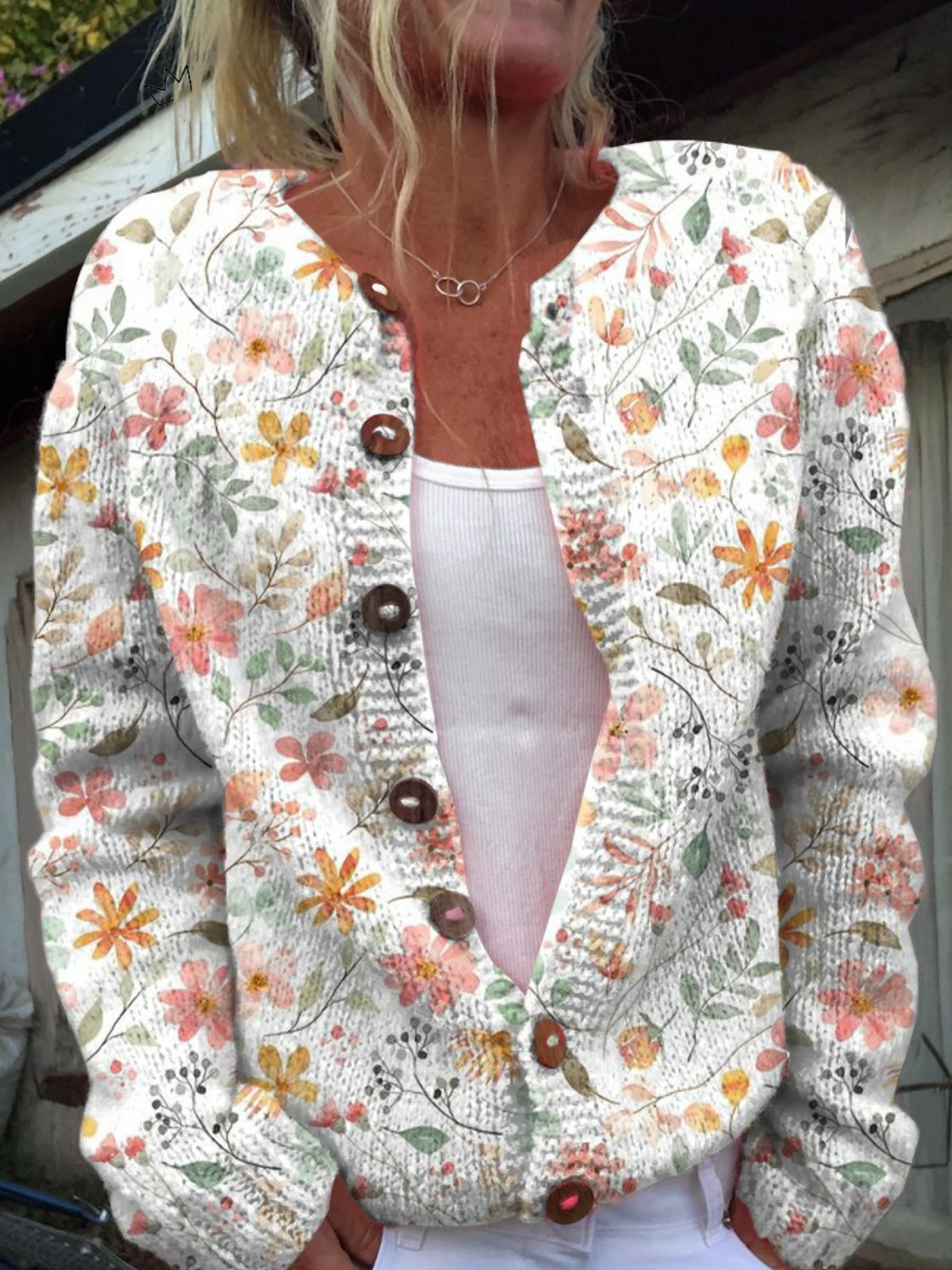 Rachel - Fresh Little Flowers Print Buttoned Cardigan