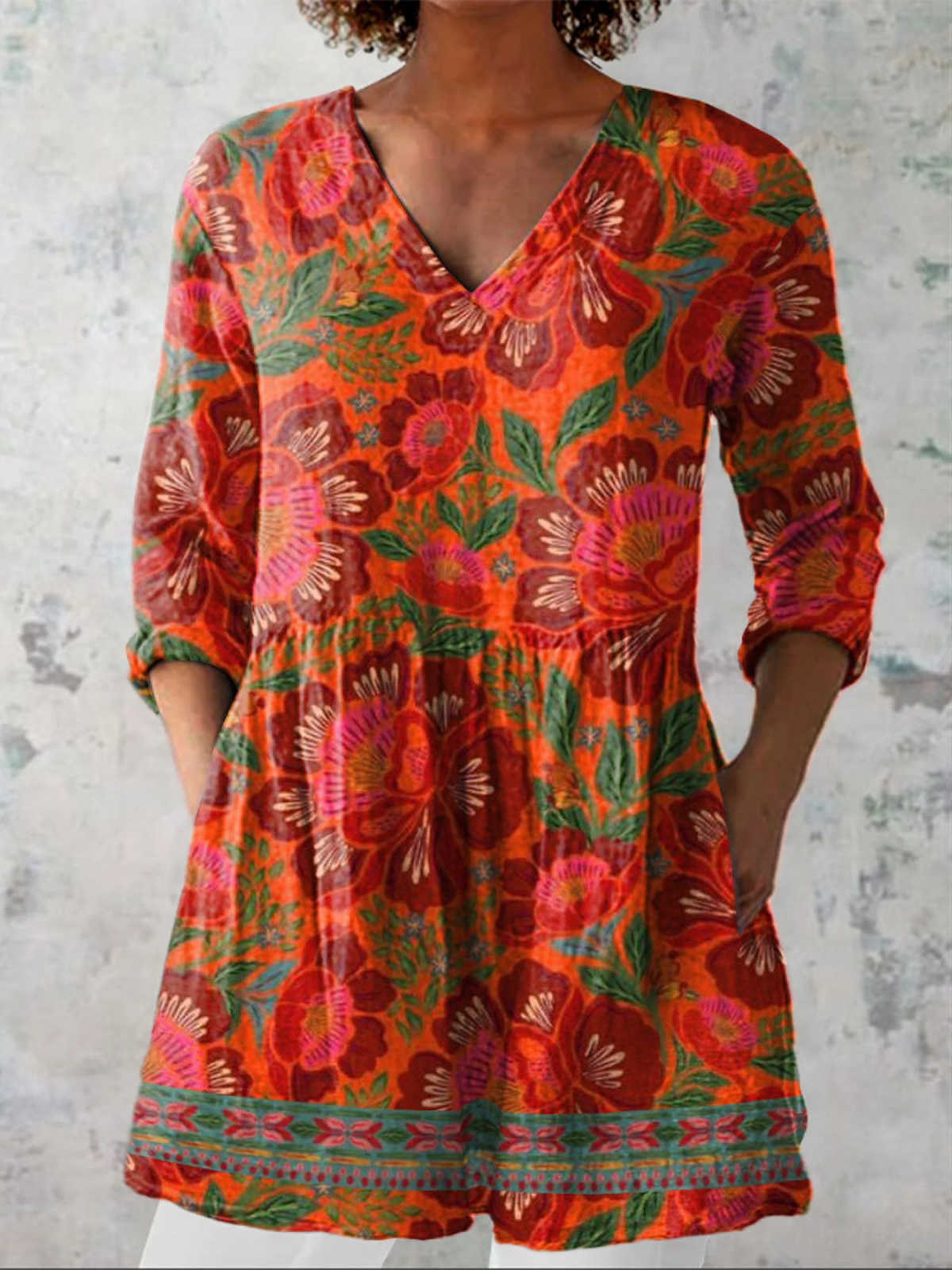 Yona - Long Blouse with V-Neck