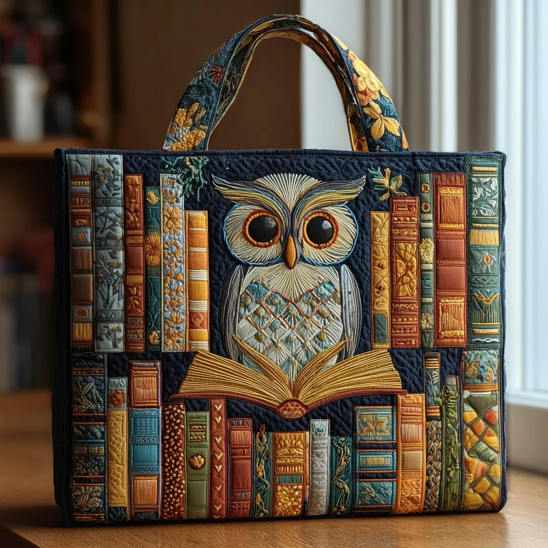 Poppy – Owl and Antique Books Handmade Tote Bag