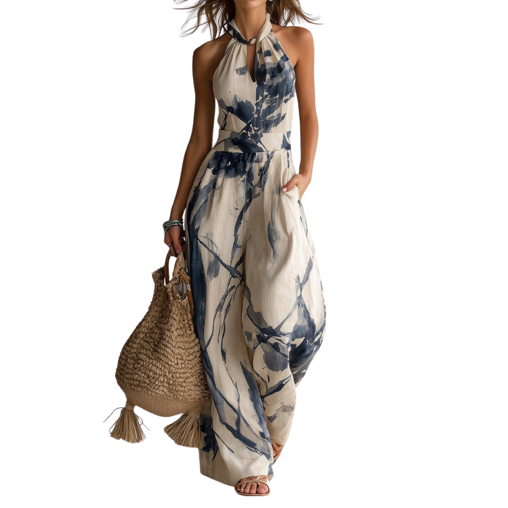 Nirva - Elegant Artistic Print Jumpsuit