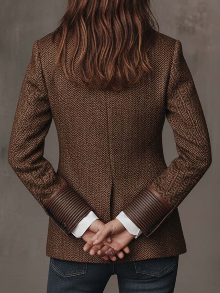 Alessia - Women's Herringbone Printed Panel Blazer