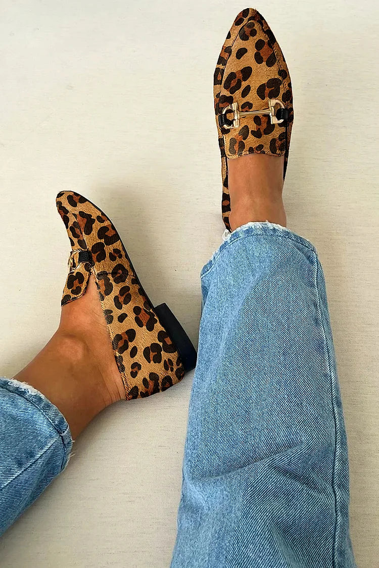 Anikka – Stylish Printed Loafers with Metal Buckle