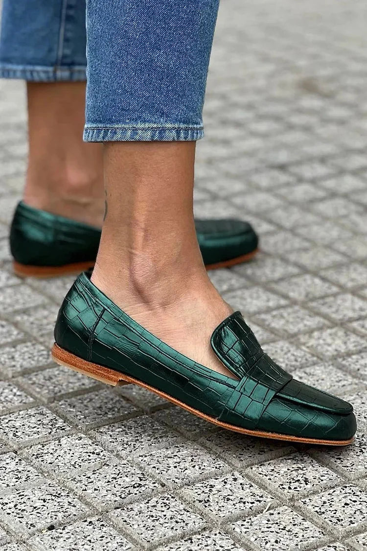 Anisa – Trendy Loafers with A Shiny Checked Front