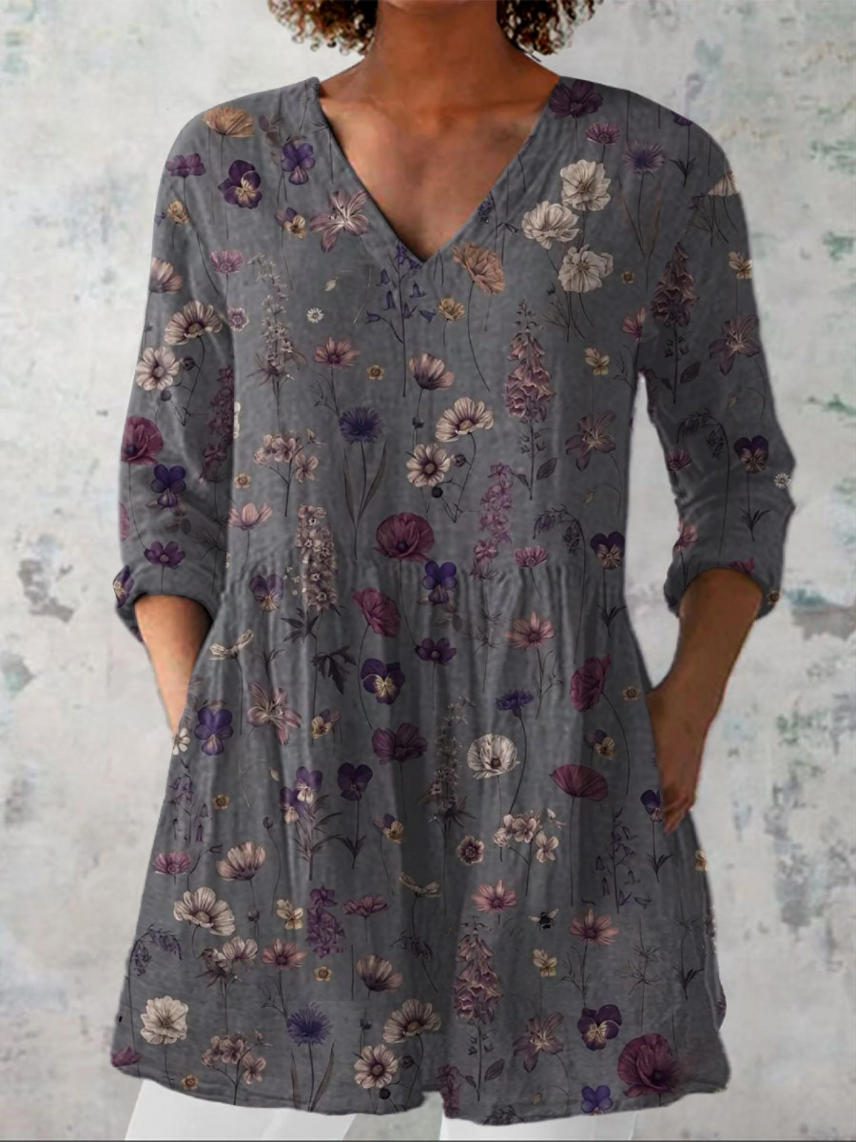 Drea - Long Sleeve Blouse with V-Neck