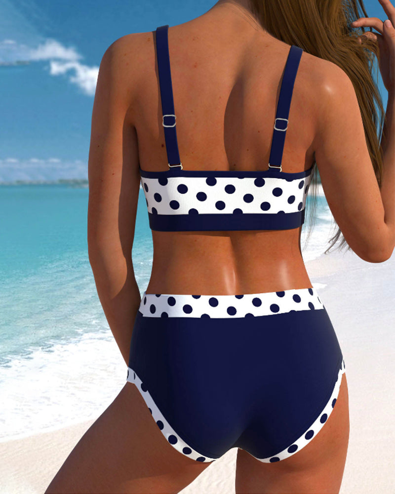 Thalia - High-Waisted Striped Patchwork Bikini