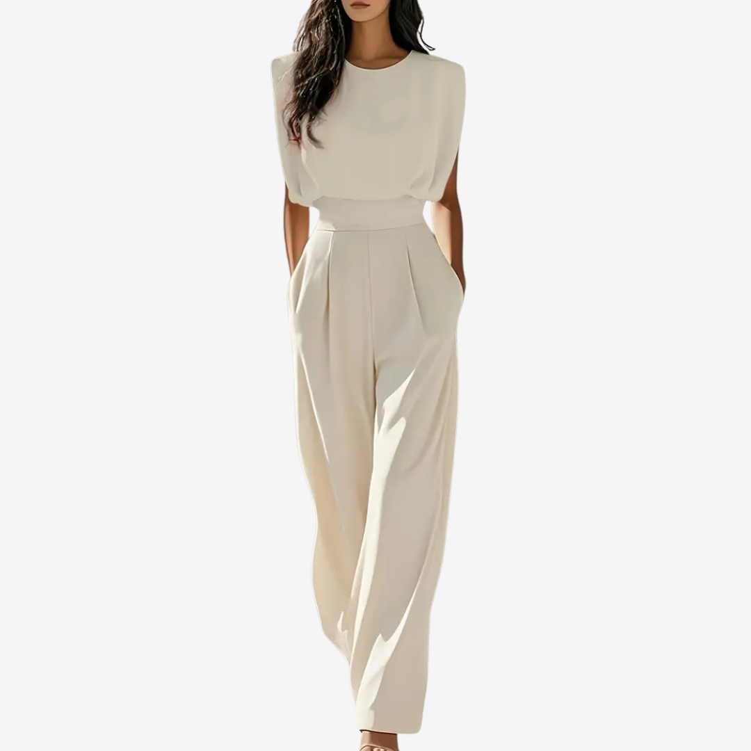 Aries - Elegant Belted Fluid Jumpsuit