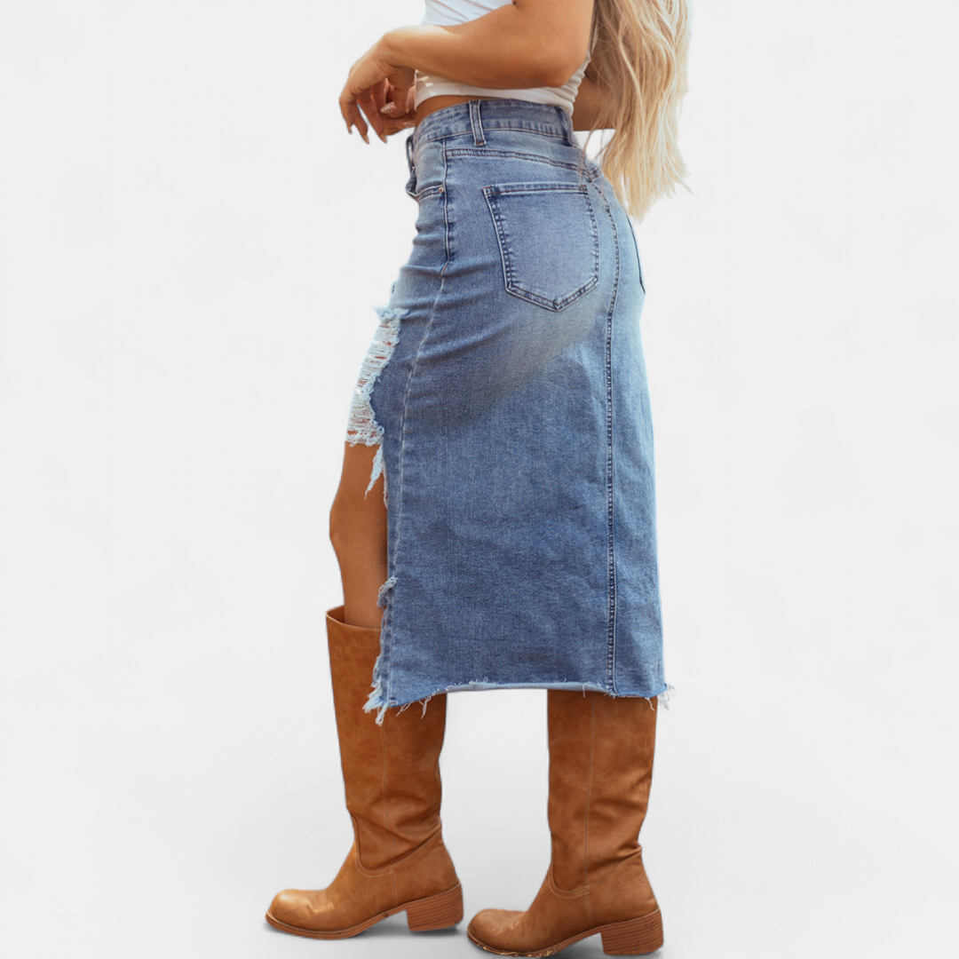 Blake - Relaxed High-Waist Denim Maxi Skirt