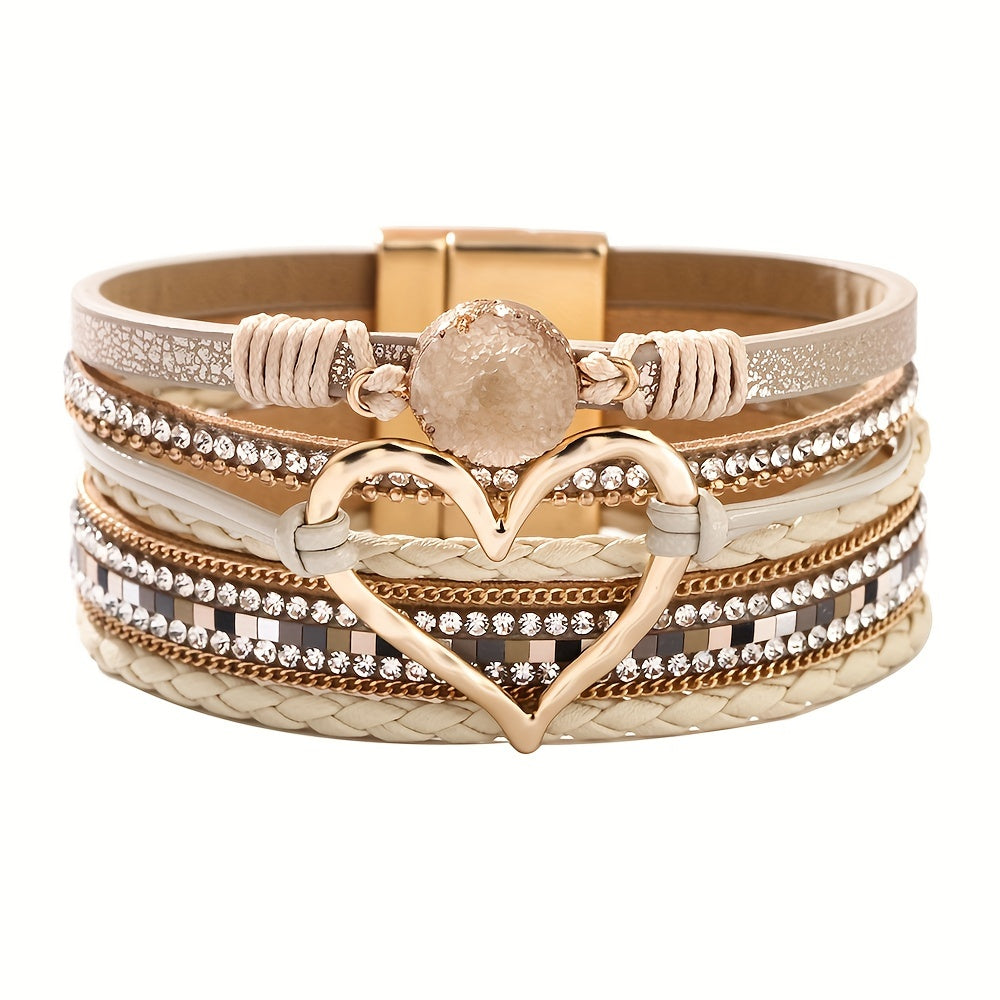 Georgia - Bohemian Multi-Layer Heart Leather Bracelet