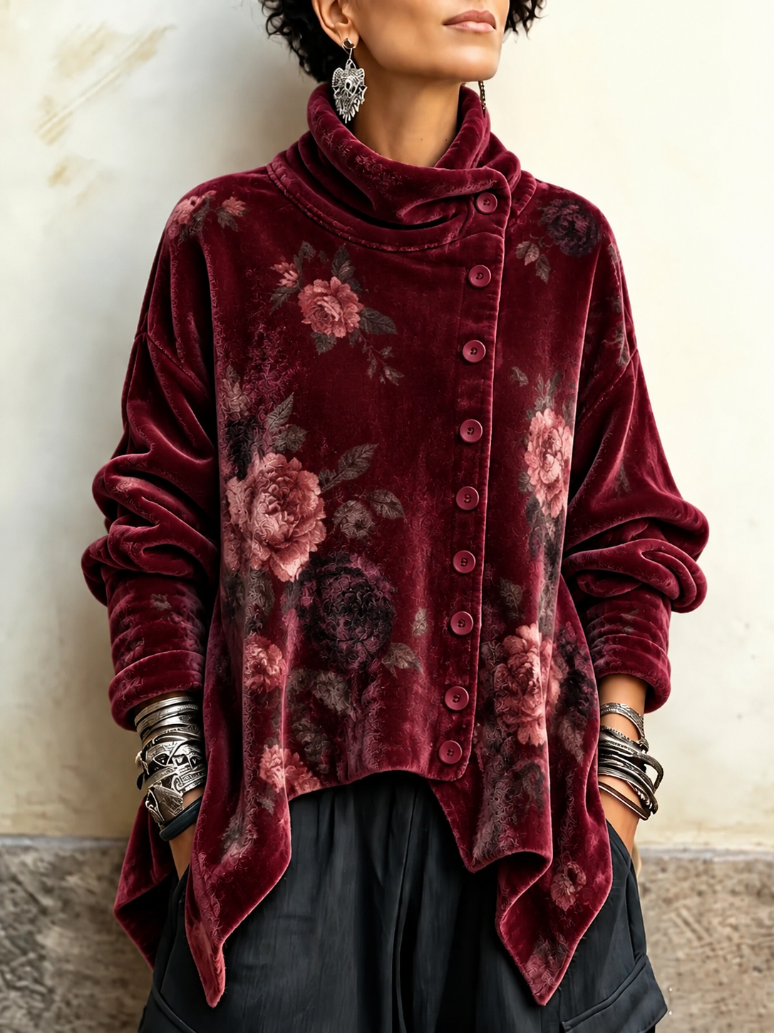 Talia - Burgundy Velvet Top