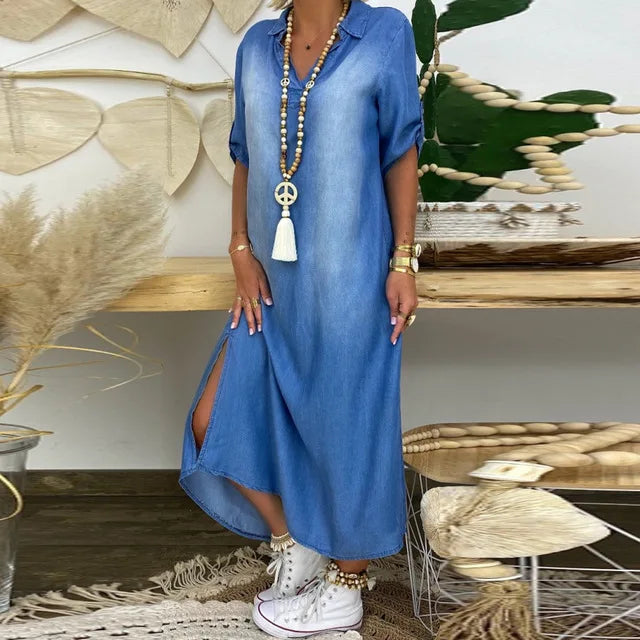 Lucille - Long Denim Style Dress