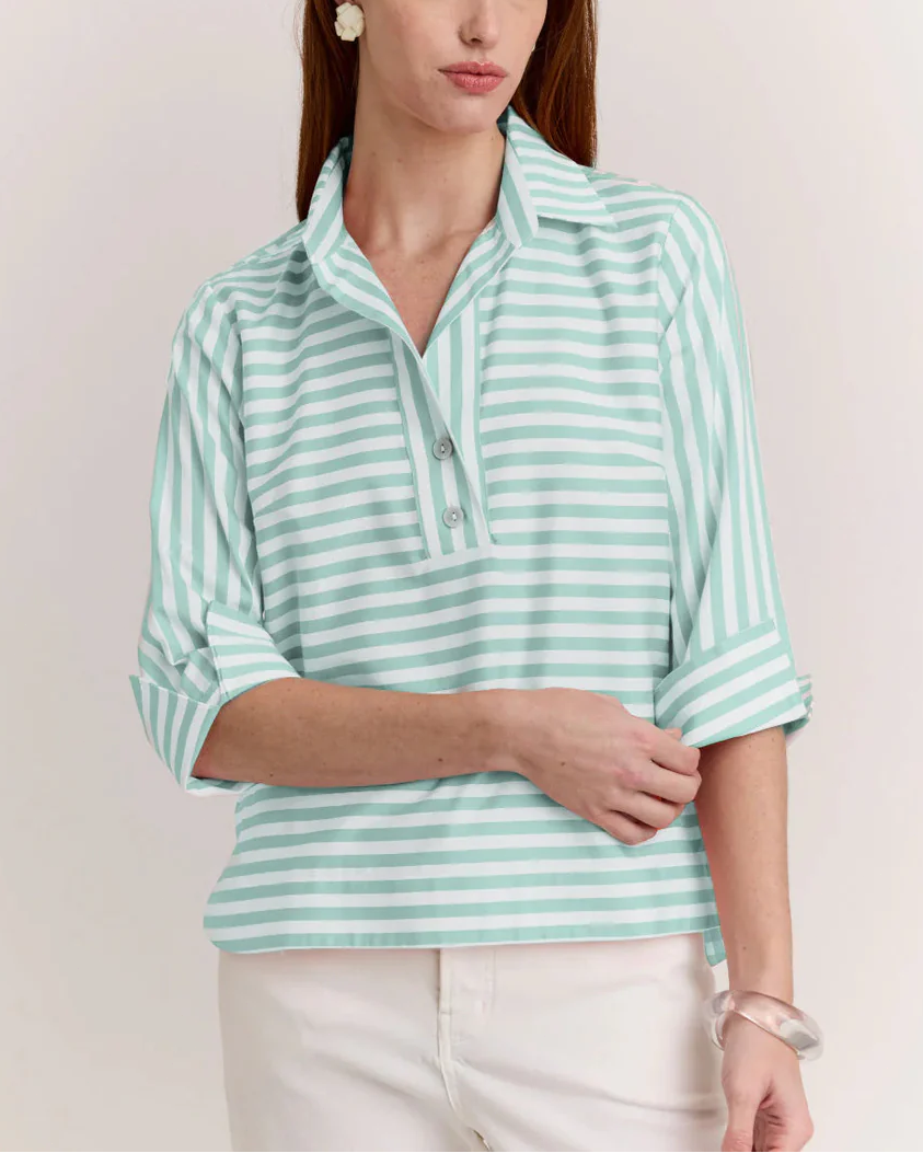 Euna - Cotton Stripe Gingham Blouse