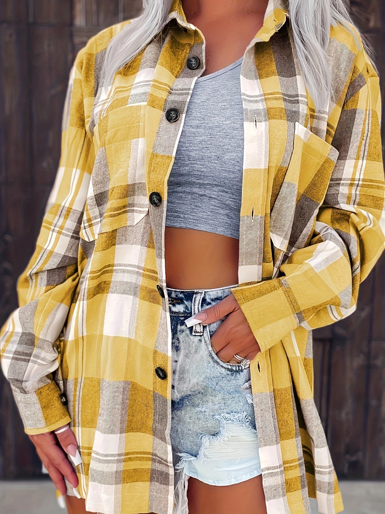 Herine - Gingham Long Sleeve Summer Shirt