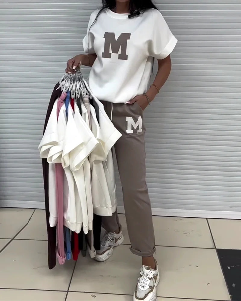 Caroline - Casual Printed T-Shirt and Pants Set