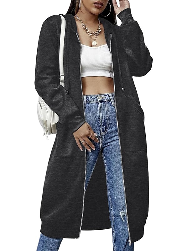 Agnes – Long Fleece Hooded Jacket