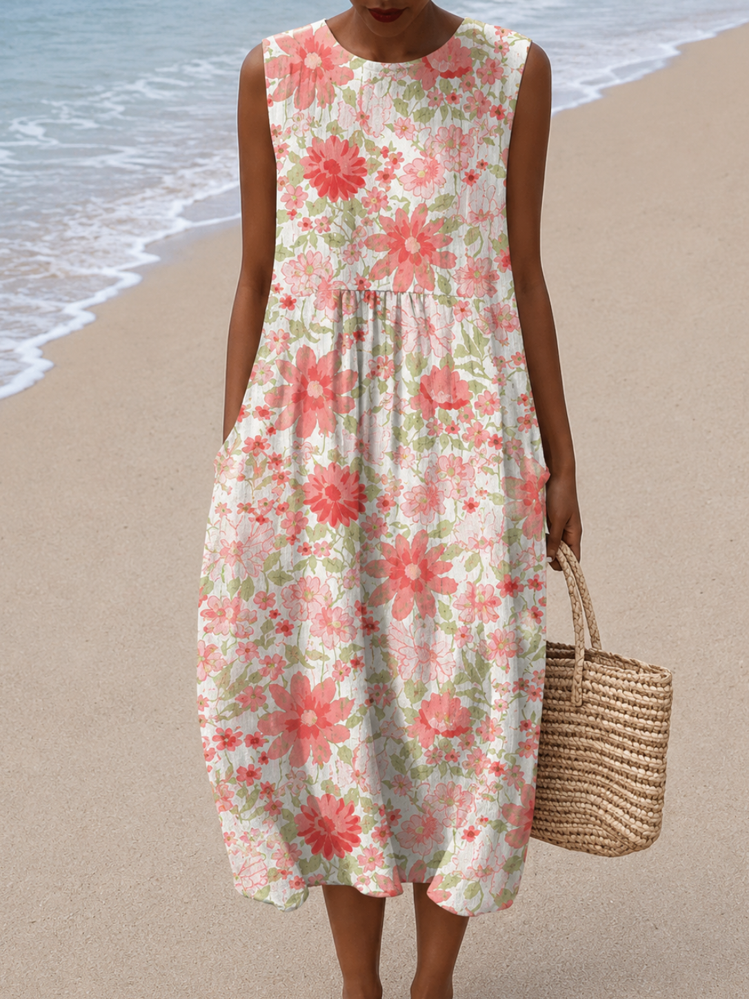 Vane - Sleeveless Relaxed Fit Midi Dress