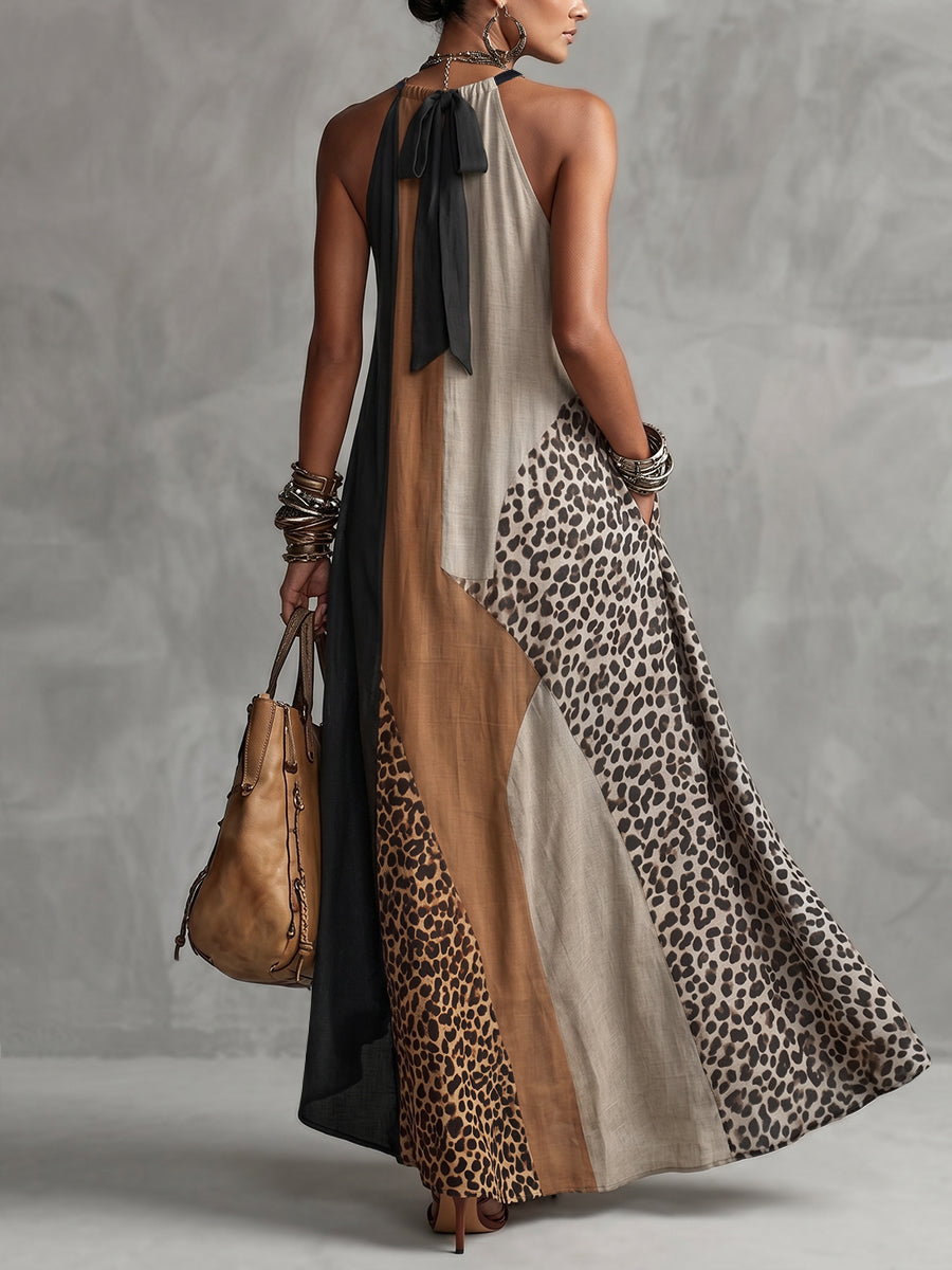 Rebekah - Leopard Halter Maxi Dress