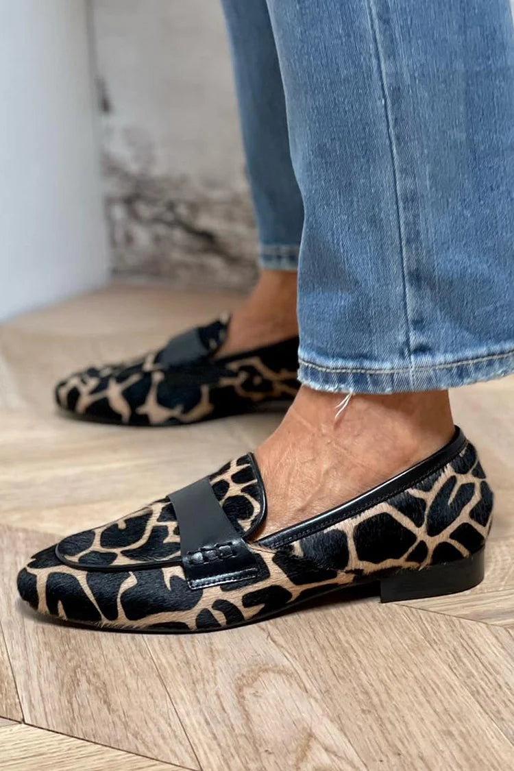 Josie – Cozy Chic Loafers with Cow Motif