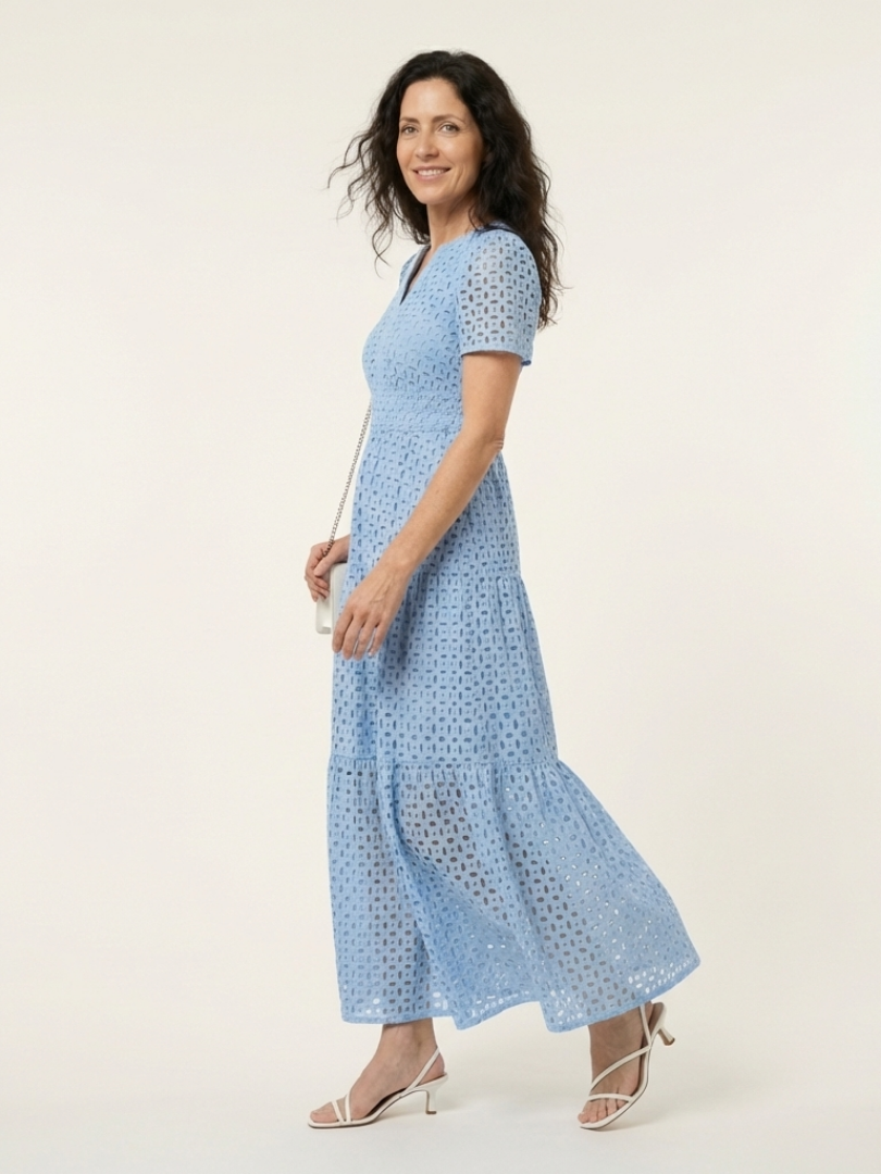 Belle - V-Neck Short Sleeve Midi Dress