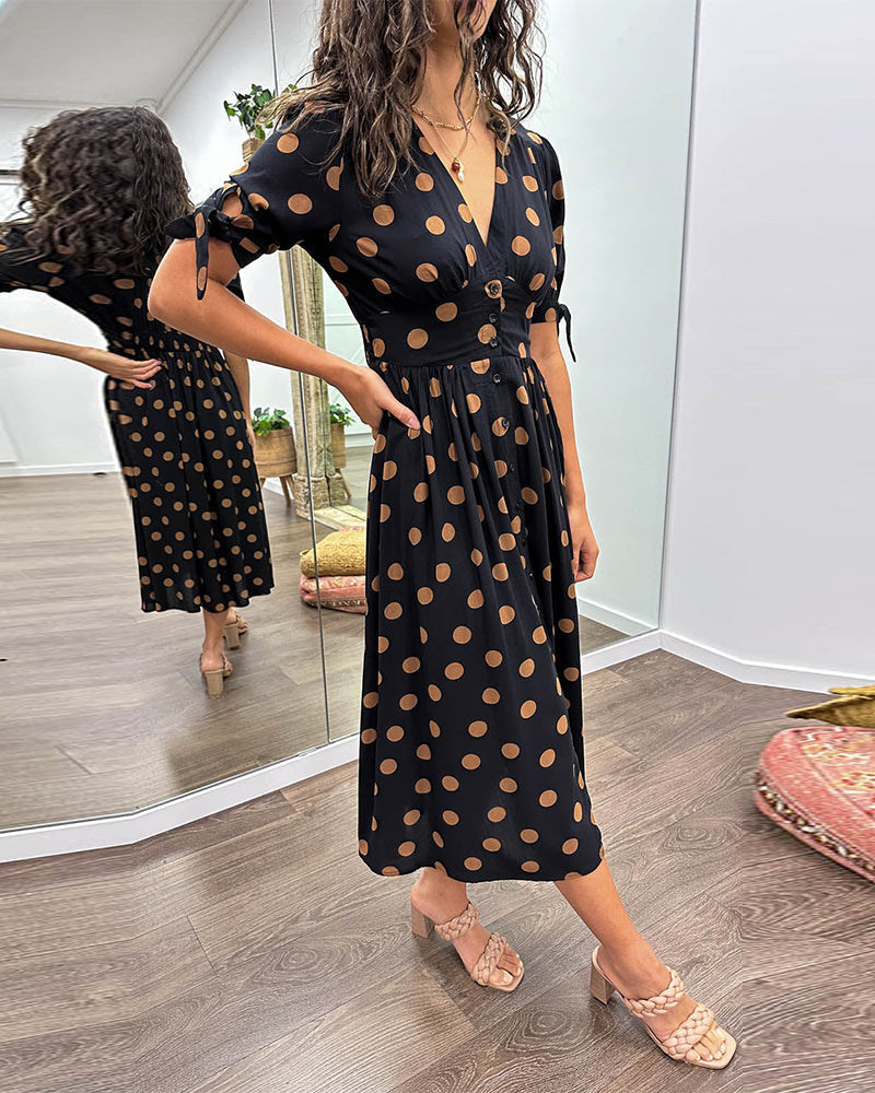 Maddie – Lightweight Polka Dot Dress with Puff Sleeves