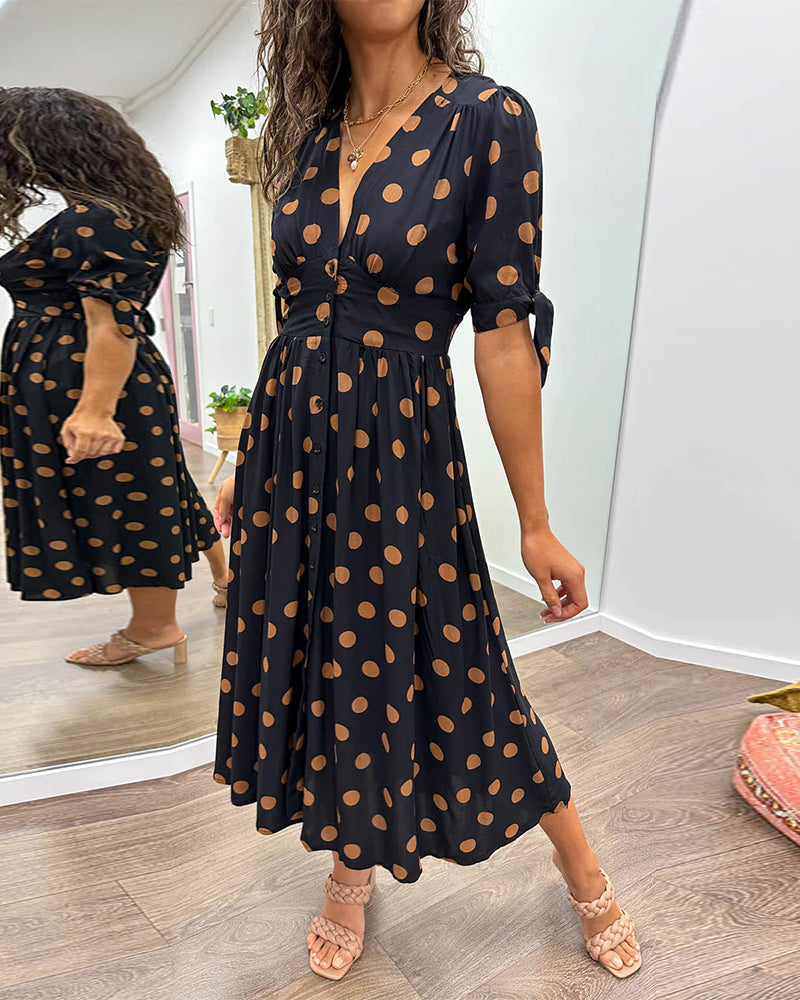 Maddie – Lightweight Polka Dot Dress with Puff Sleeves