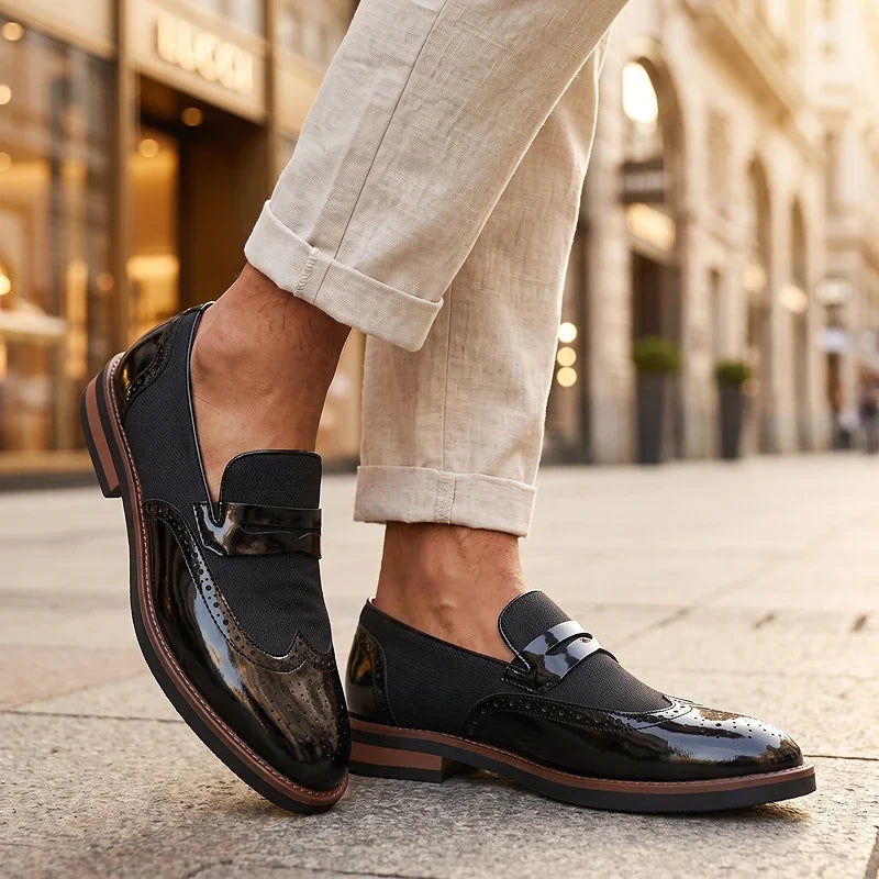 Everett - Leather Woven Brogue Loafers